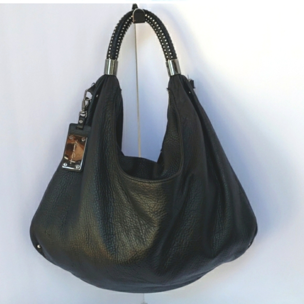 Kenneth Cole "Slouch" Leather Studded Hobo Bag